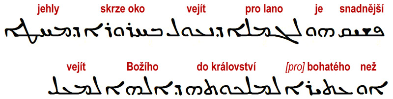 Interlineární překlad verše Lukáš 10:25 z aramejské Pešity do češtiny
